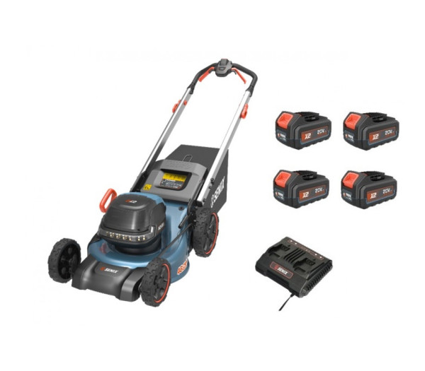 Газонокосилка аккумуляторная SENIX LSSX2-H-EU COMBO, 2X2 40V, 46см + 4 АКБ 5Ач и ЗУ